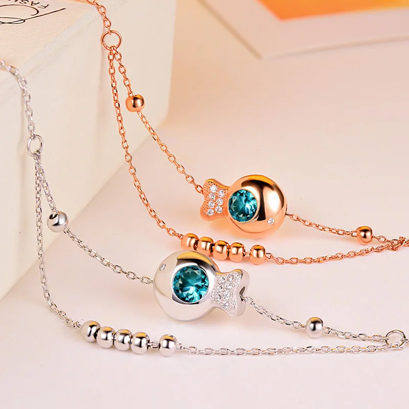 Браслет на ногу из серебра 925 пробы с круглыми бусинами розового золота и 100% |