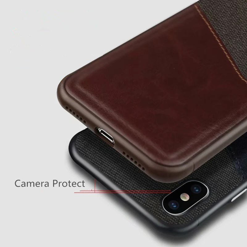 Тканевый чехол из искусственной кожи для iPhone X XS XR Max Leather 6 6s 7 8 plus Противоударная