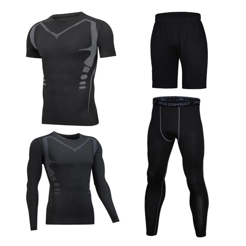 13 Quick Dry Sports Suit Men's Running Sets Gym Fitness Clothing Compression Basketball Tights Tracksuit Jogging Running Sportswear - Цвет: 13