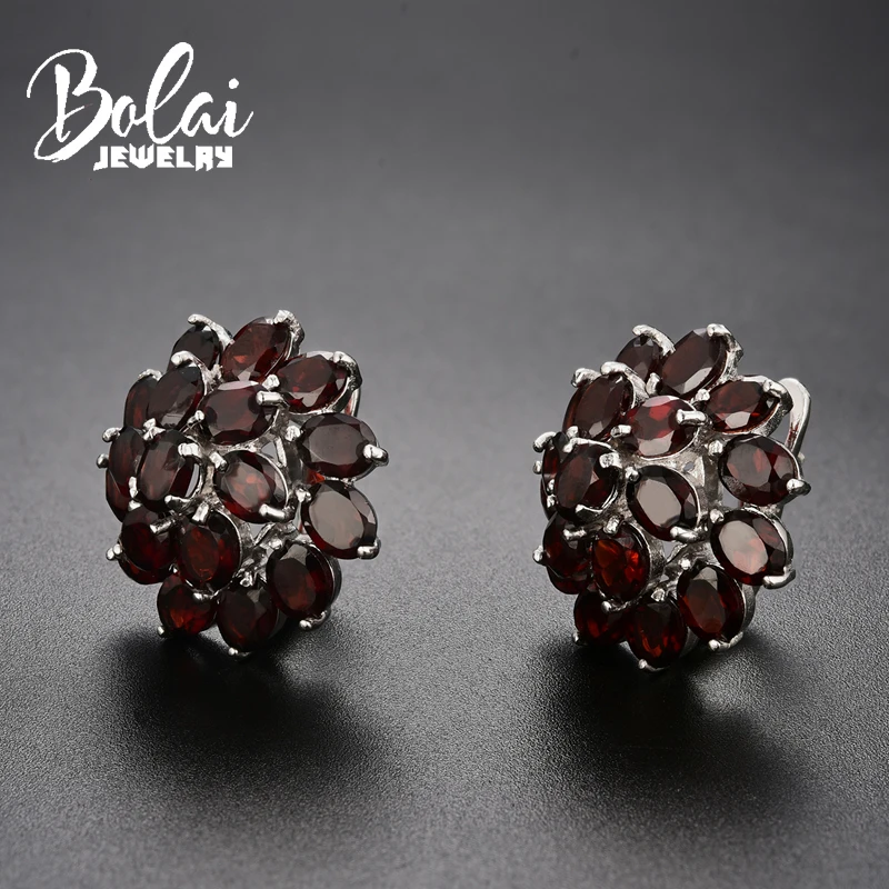 Bolaijewelry новая Цветочная форма genniue garnet застежка серьги 925 стерлингового серебра
