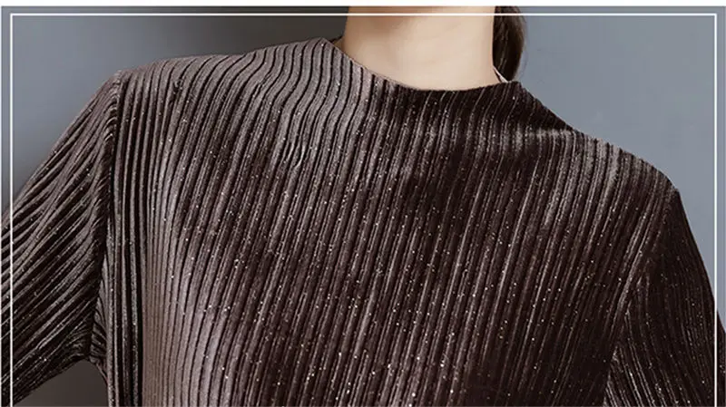 Fashion Autumn Winter Women Dress Elegant Sexy Pleate Female Dress Vintage Long Sleeve Velvet Two-piece suit Dresses vestidos