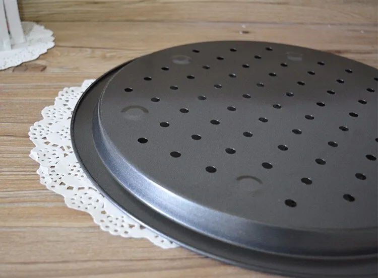 Антипригарная круглая противень для пиццы из углеродистой стали выпечки 14