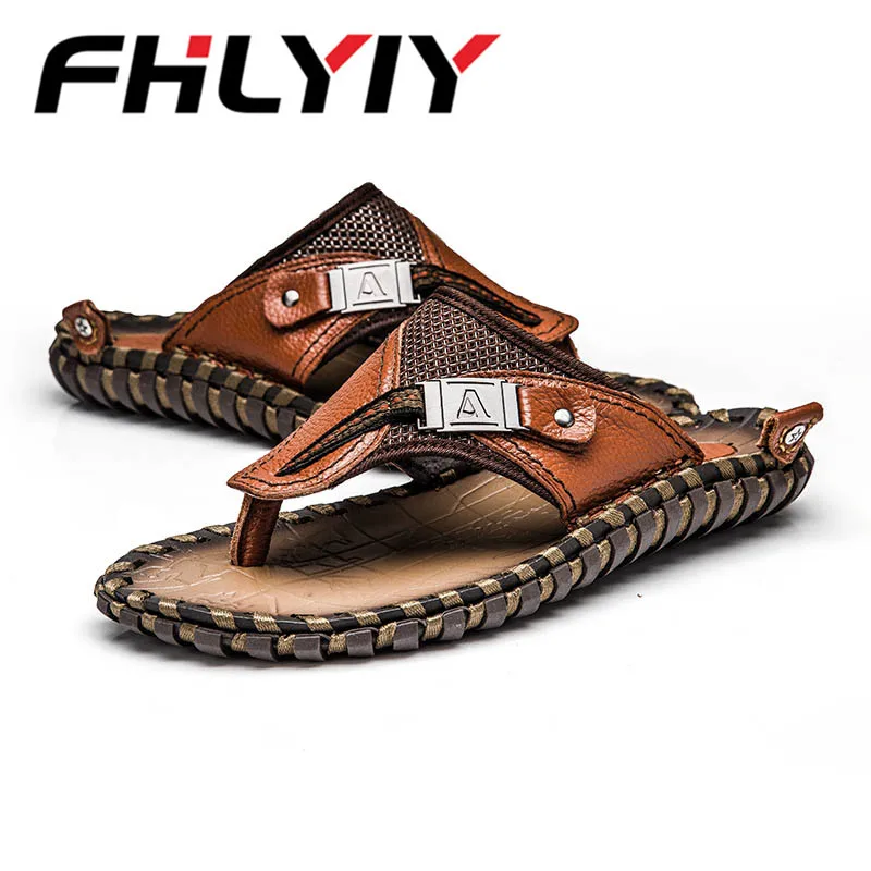 Для мужчин вьетнамки из натуральной кожи роскошные пляжные Повседневные