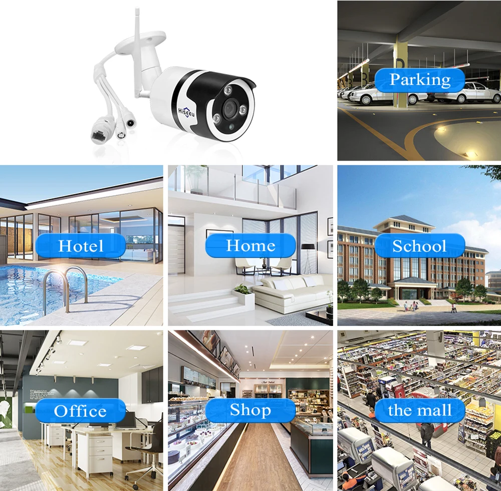 Hiseeu wifi наружная 2.0MP IP камера 1080P Водонепроницаемая беспроводная камера безопасности металлическая двухсторонняя аудио TF карта Запись P2P пуля