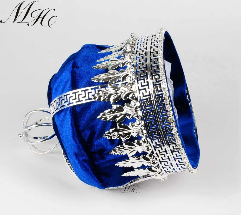 Ярко синий бархатный бижутерия для волос диадемы 9 дюймов|medieval tiara|crown kingcrown crown |
