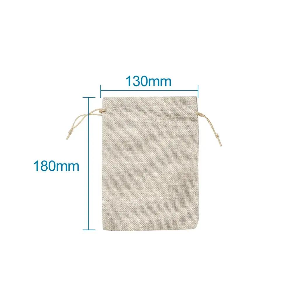 pandahall 50pcs Burlap Packing Pouches Drawstring Bags DarkKhaki for jewelry packing 9x7cm 14x10cm 18x13cm 20x15cm images - 6