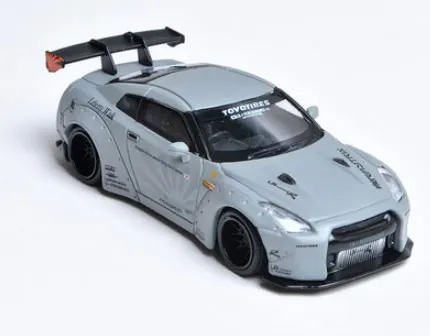GTR gray car model 1: 64 масштаб Diorama маленький мальчик за окном парковка металлическая автомойка магазин дисплей коробка Смолы Рисунок сцена модель игрушки - Цвет: GTR gray car model