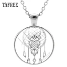 TAFREE подвеска Ловец снов и сова ожерелья новые черно-белые художественные узоры стеклянный кабошон купол ручной работы ювелирные изделия DH54