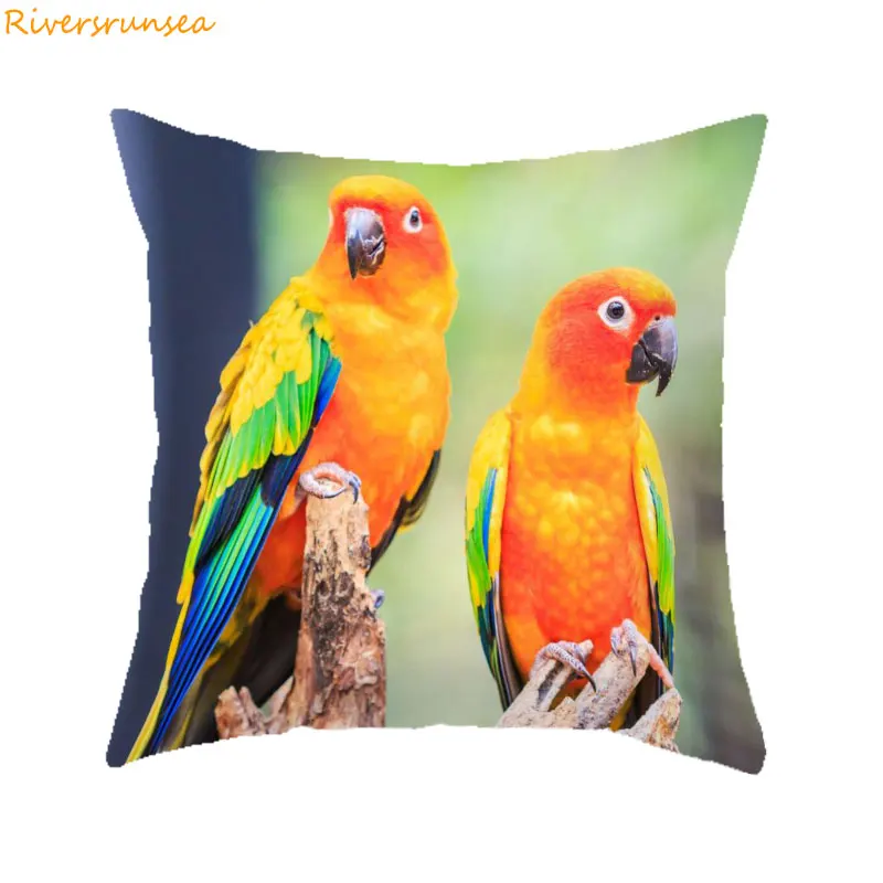 Customized Style Parrot sofaDecorative Cushion cover Colore feather Macaw Monk parrot Sun Budgerigar Houseware Printing Pillows | Дом и сад