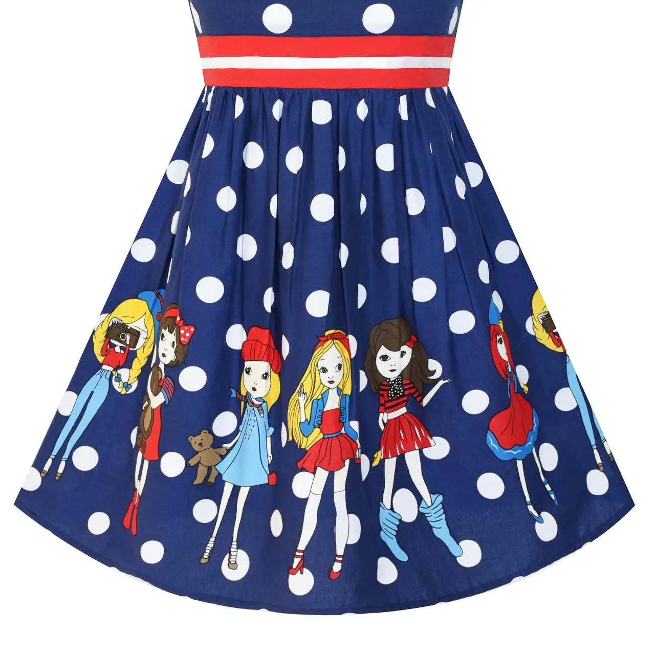 Sunny Fashion платья для девочек новогодние костюмы Мультфильм Темно-синий Точка
