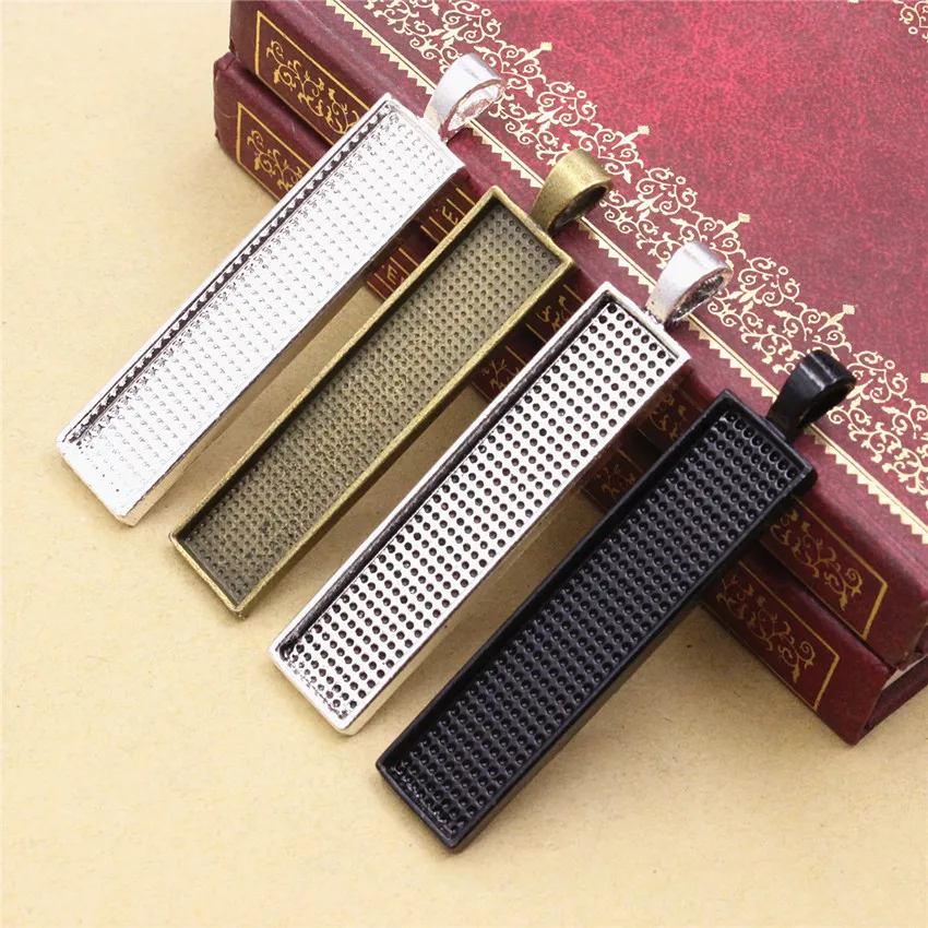 Fit 10x50mm Rectangular cabochons Pendant Tray Cameo/Glass/Cabochon Frame bezel Settings For DIY Making 5pcs/lot (K02943) | Украшения и