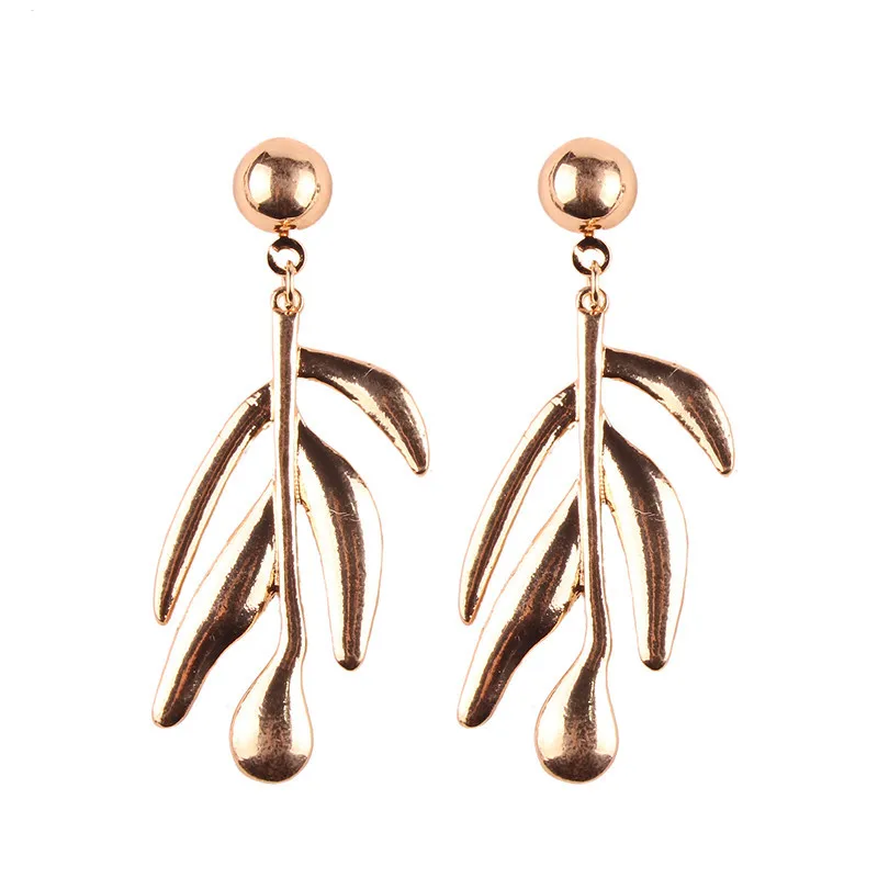 gold color 1 Girlgo модные серьги в виде металлического листа для женщин геометрические длинные женские серьги-подвески Золото Серебро Цвет Винтаж Бижутерия - Окраска металла: gold color 1