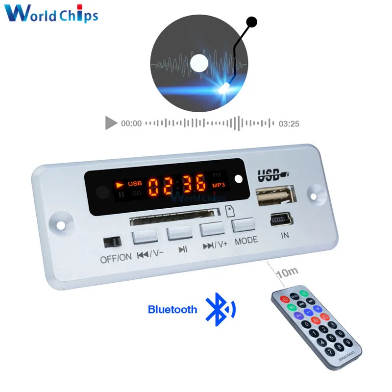 Мини 5 в MP3 декодер плата Bluetooth модуль декодирования вызовов MP3 WAV u-диск и TF карта USB с 2*3 Вт усилитель пульт дистанционного управления