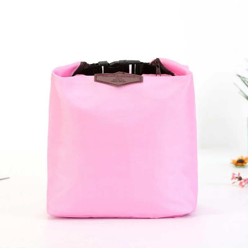 pink Модная домашняя сумка Luch, изолированный холщовый Полосатый чехол для пикника, термопереносная сумка для обеда, студенческие сумки для хранения еды - Цвет: pink