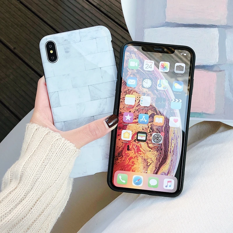 Чехол для iphone x с цветочным рисунком и керамической плиткой Жесткий 6 6s 7 8 9 plus xs xr max