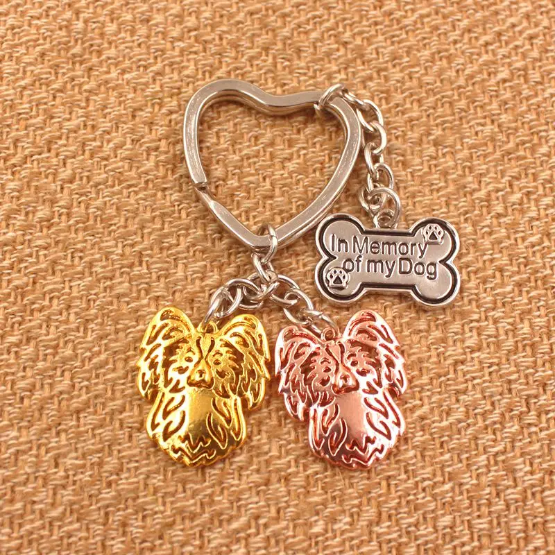Papillon Собака Животное подвеска для кошелька и сумочки ручная работа металлическая ий Брелок с подвеской для сумки автомобиля женщин мужчин брелок любовь ювелирные изделия K146