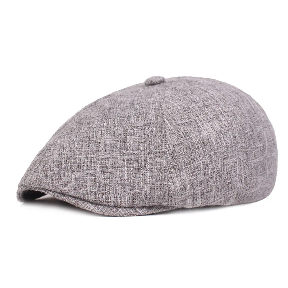 Dark Gray Льняной хлопоковый берет Мужские Женские шапки повседневные уличные для вождения гольф кепка газетчика CSHAT0395 - Цвет: Dark Gray