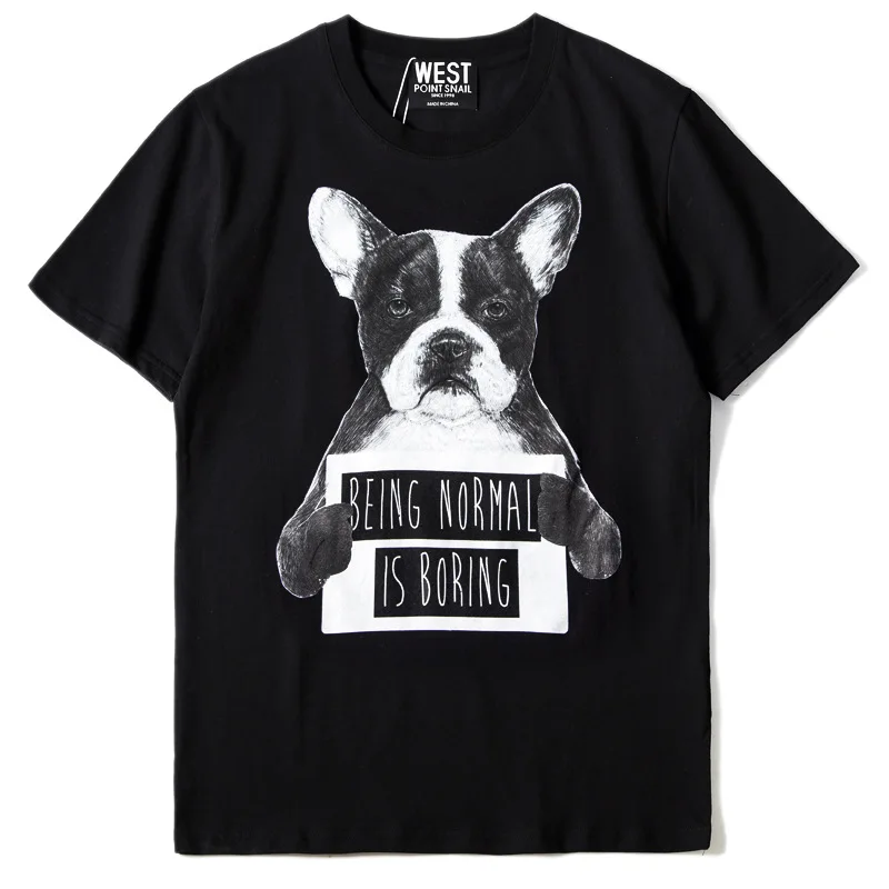 

New Novelty 2019 Men Being normal is boring dog T Shirts T-Shirt Hip Hop Skateboard Street Cotton T-Shirts Tee Top Kenye #17