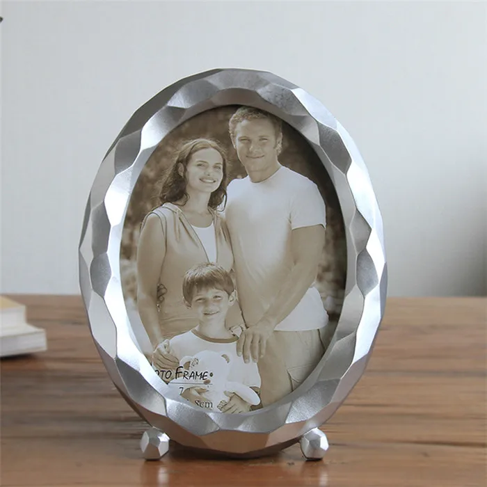 7inch Oval silver Золотая Серебряная креативная Геометрическая стерео фоторамка студийная учебная декоративная настольная Свадебная фоторамка 6 дюймов 7 дюймов 8 дюймов - Цвет: 7inch Oval silver