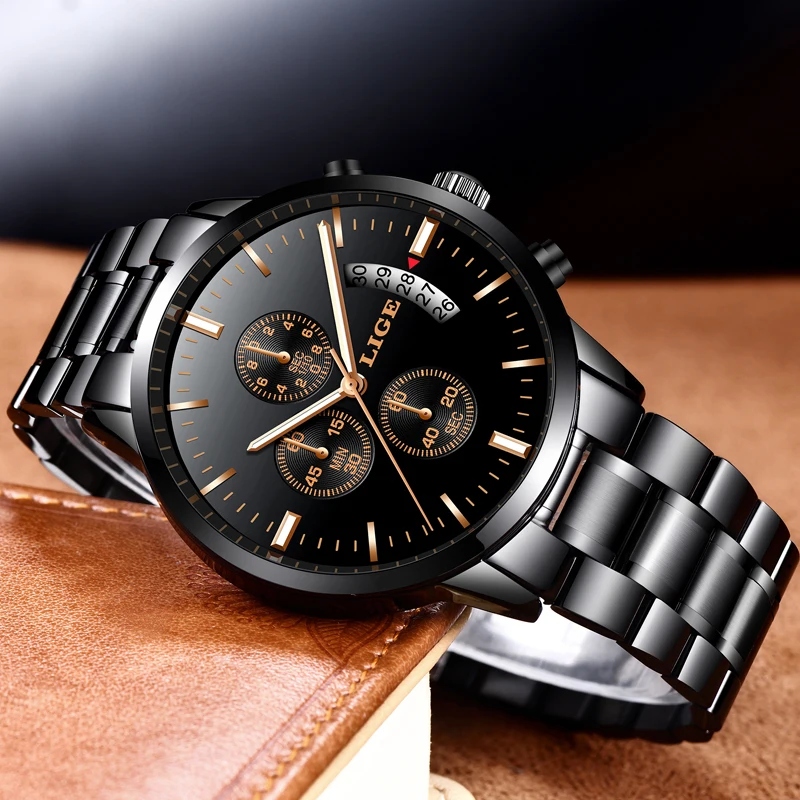 2018 LIGE watch men's casual fashion sports quartz clock top brand luxury all-steel business waterproof Relogio Masculino | Наручные
