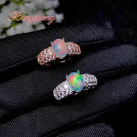 xin yi peng 925 silver plated white gold rose gold inlaid natural colored opal ring the woman ring anniversary holiday gifts