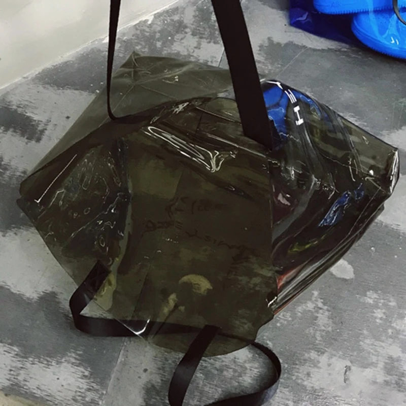 Прозрачная ПВХ Сумка Пляжная через плечо женская новая трендовая сумка