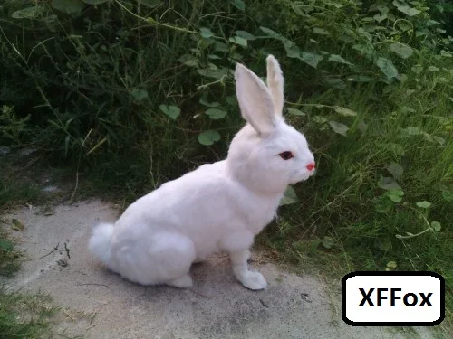 big real life squating rabbit model plastic&furs lovely white doll gift about 40x43cm xf2006 | Дом и сад