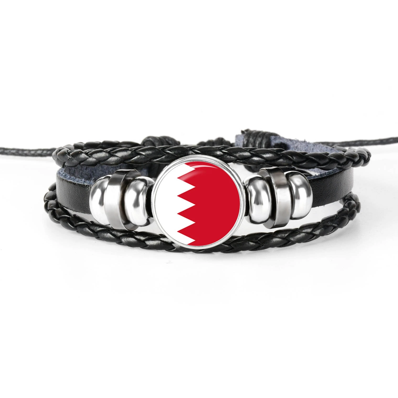 BAHRAIN Новая мода ручной работы Флаг Бразилии браслет для мужчин и женщин стеклянный кабошон кожаный браслет ювелирный подарок - Окраска металла: BAHRAIN