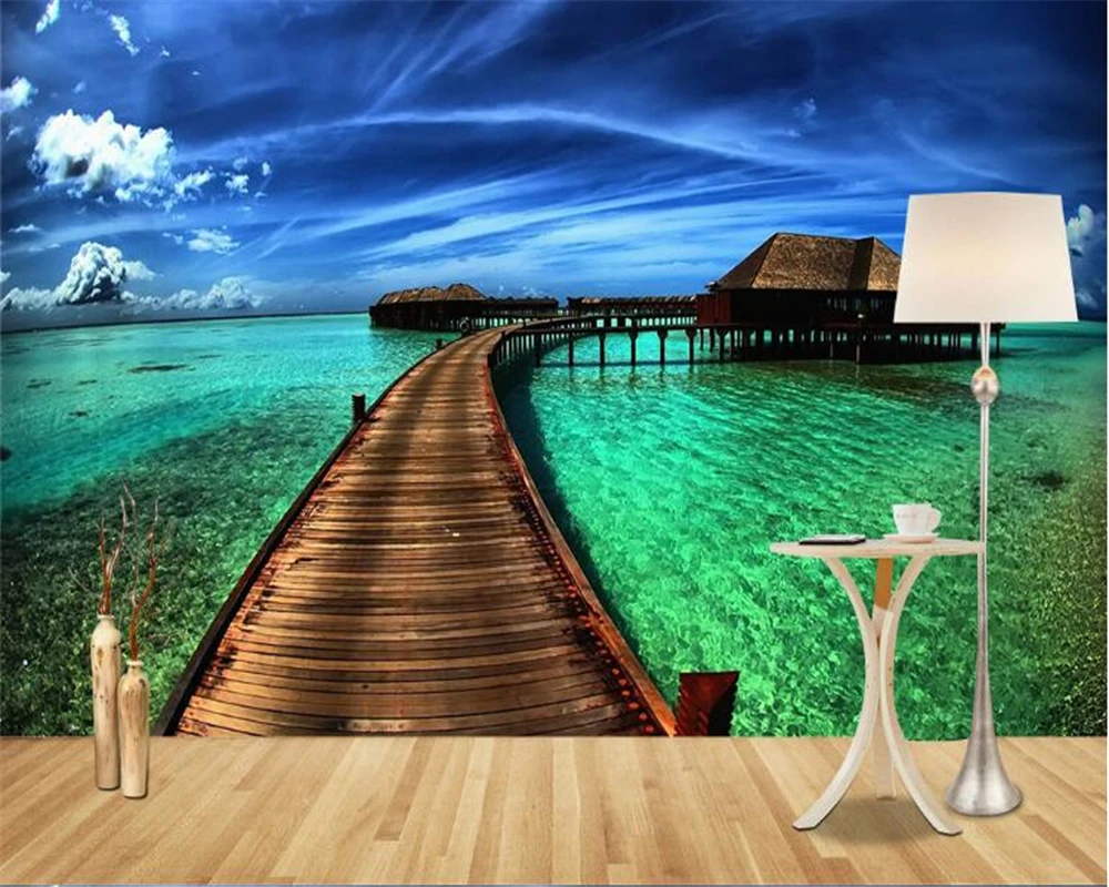 Модные высококачественные водонепроницаемые обои для дома с морским мостом