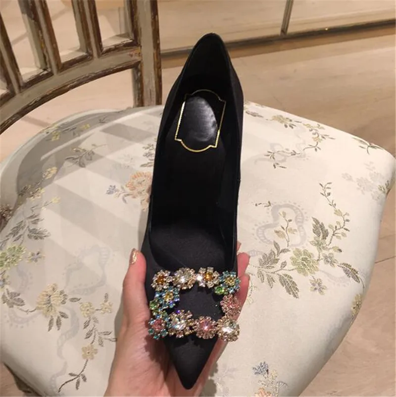 Женские свадебные туфли-лодочки со стразами на высоком каблуке | Обувь