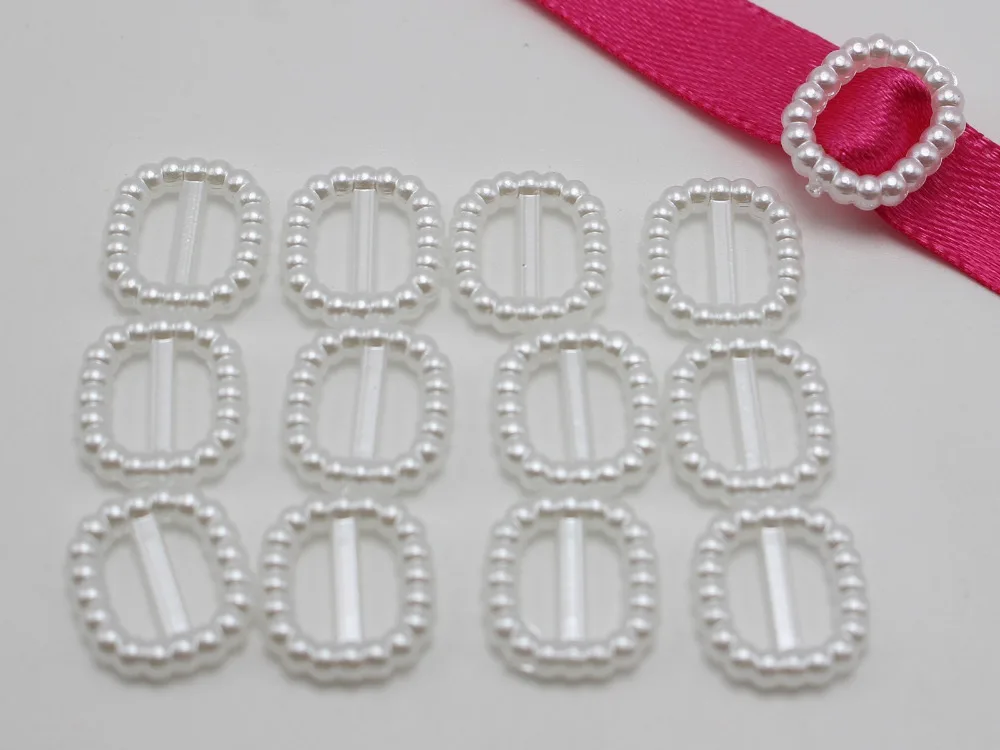 200 чисто белый жемчужный квадратный ползунок с пряжкой для приглашений 12x11 мм