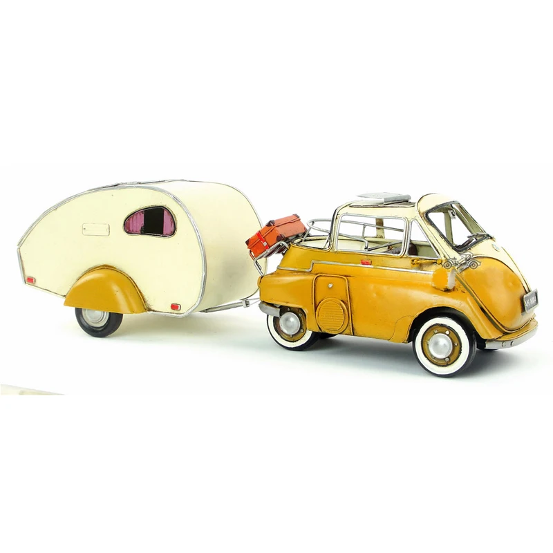 Яичный автомобиль Isetta с прицепом 300 Вт желтая литая под давлением машина ручная