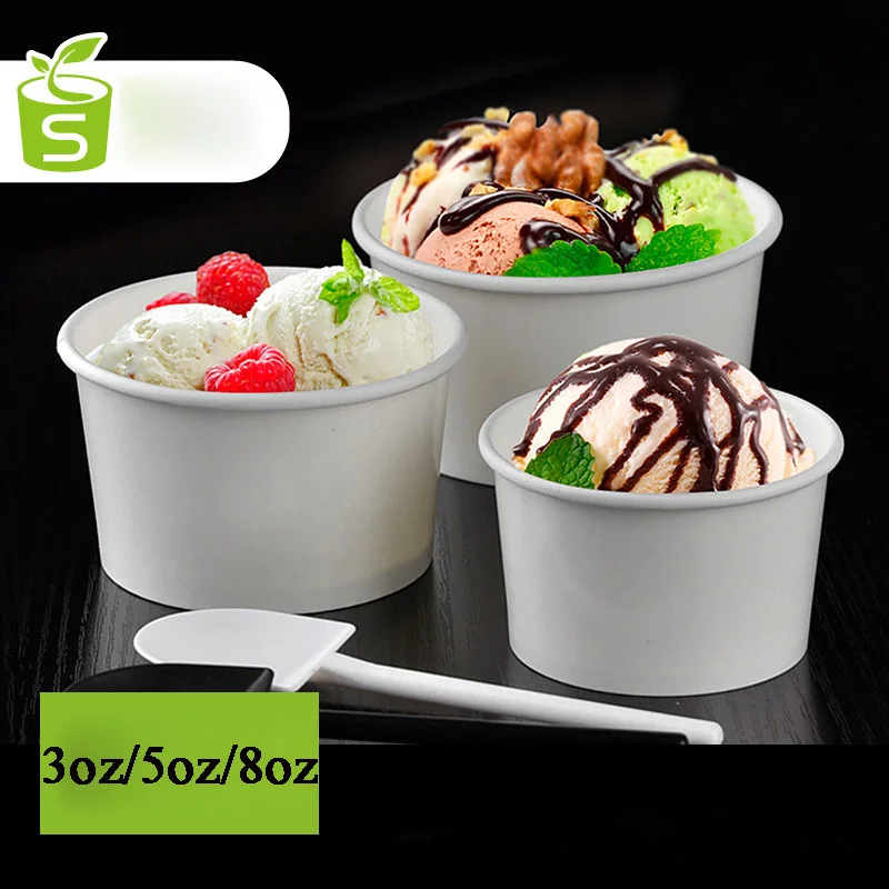 3 унции 5 унций 8 Белый мороженое бумажный стаканчик одноразовый йогурт смузи