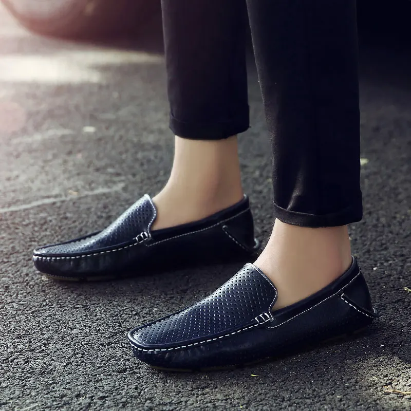 Пояса из натуральной кожи мужские лоферы Лето 2017 г. дышащие кожаные туфли Для