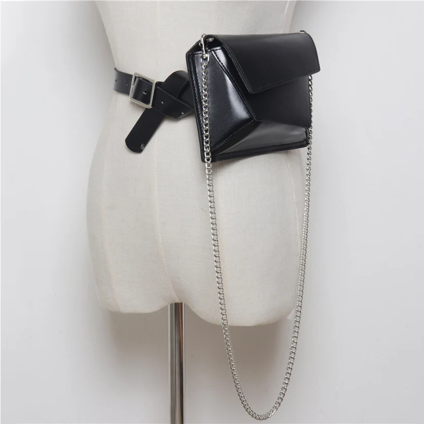 Women Colorful Pattern Waist pack Chain Belt High Quality PU Leather Coin Purse Patchwork Crossbody Bag | Аксессуары для одежды