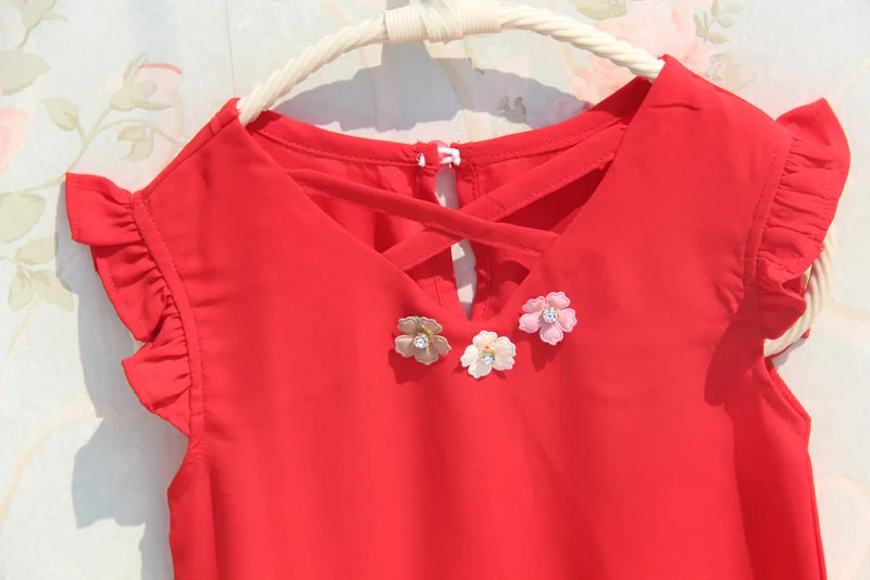 Детская шифоновая блузка без рукавов на Возраст 3 15 лет|children girl blouses|girls blouseshirts for