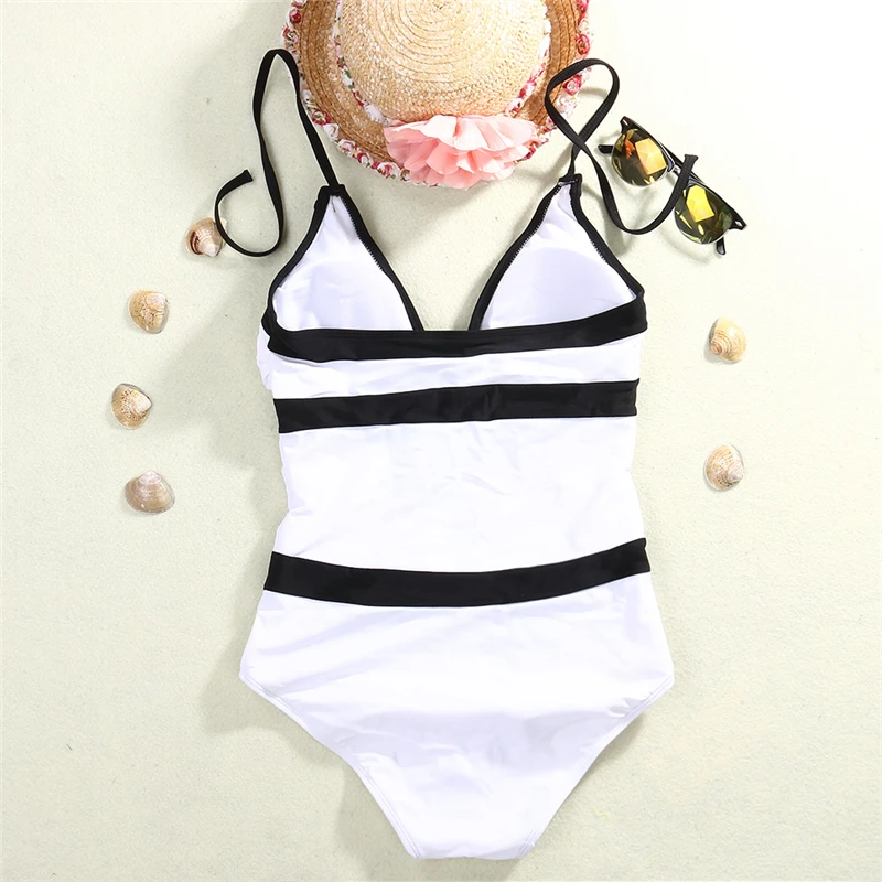Одна деталь push up Монокини Trikini Для женщин глубокий v-образным вырезом ванный