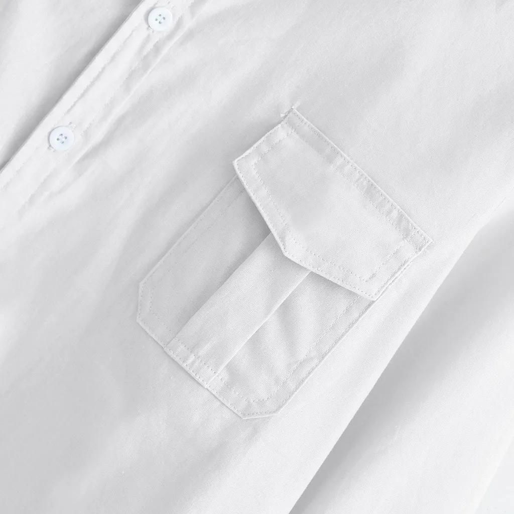 Men Shirt Fashion Linen Shirt Men Casual Slim Linen Solid Long Sleeve Shirt Hawaiian Beach Shirt European Size Camisa Masculina