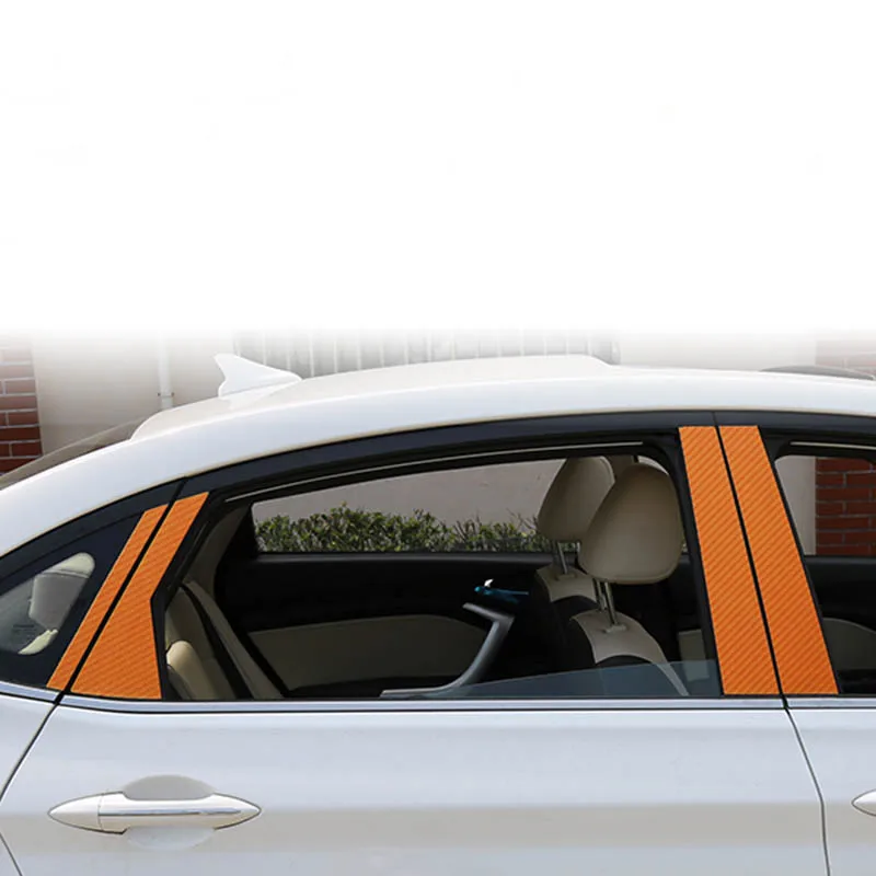 Lsrtw2017 Carbon Fiber Car Window Middle Pillar Sticker Trims for Changan Alsvin V7 2013 - Название цвета: carbon fiber orange