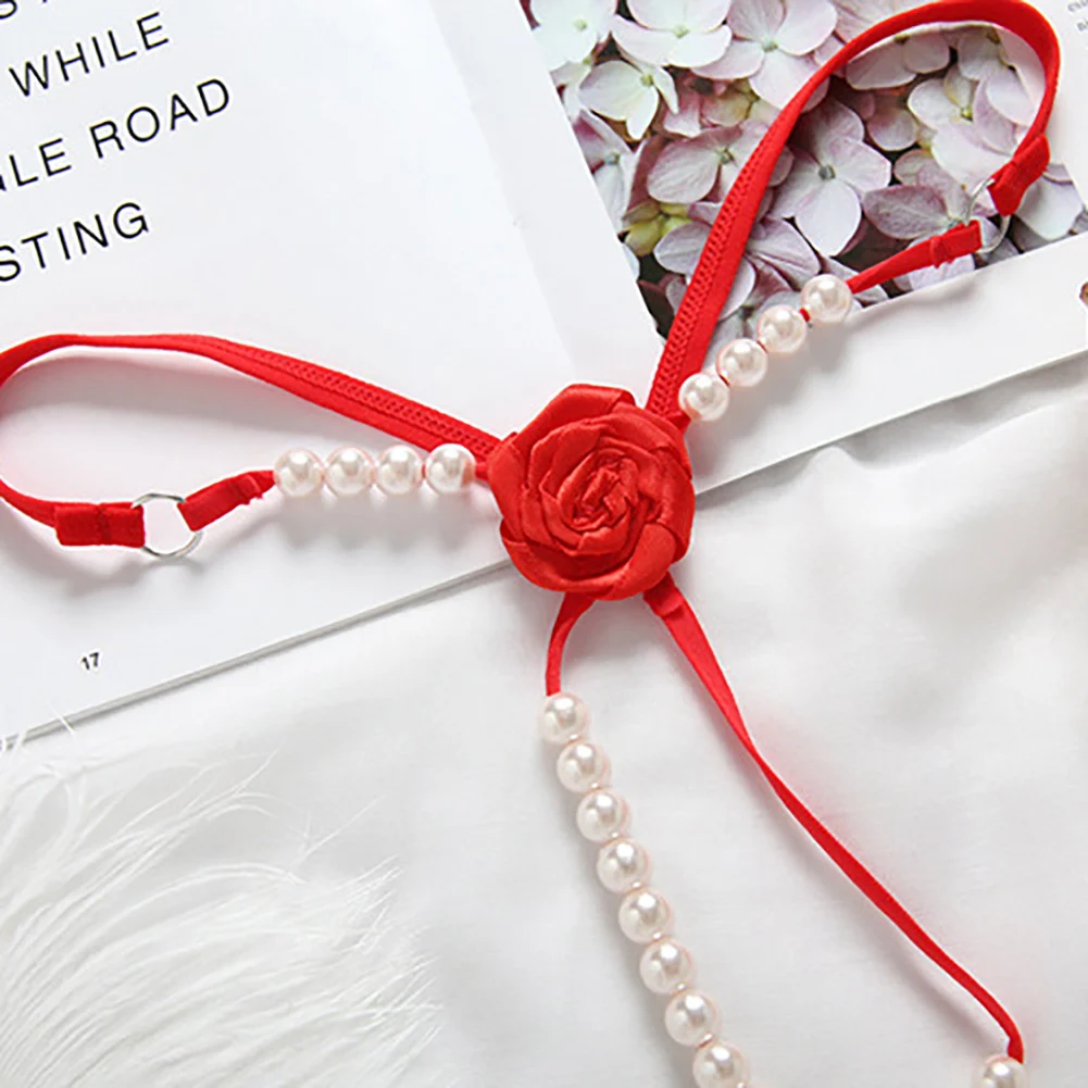 Женское нижнее белье цветочный искусственный жемчуг стринги сексуальные