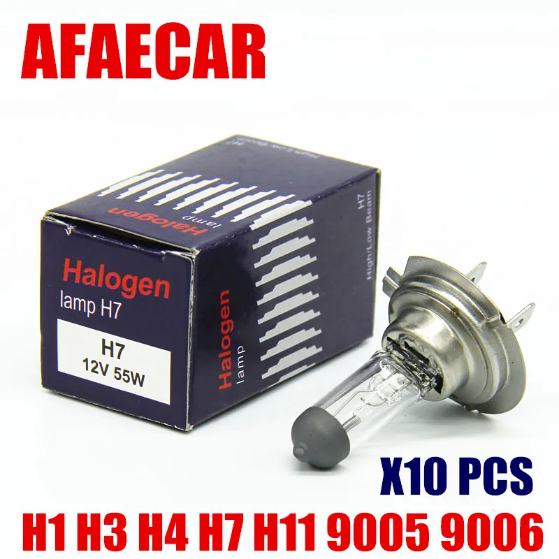 

AFAECAR 10pcs 55w H7 12V H1 H3 H4 H8 H9 H11 Hb3 9005 HB4 9006 Car Headlight Bulbs Halogen bulb