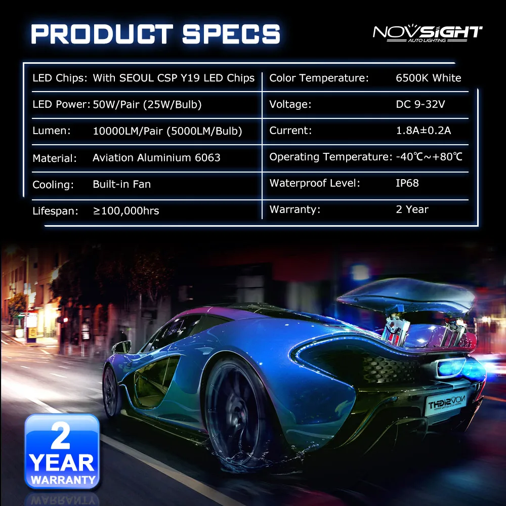 NIGHTEYE H1 светодиодный автомобильный головной светильник лампы 10000lm 50 Вт 6500 К Белый