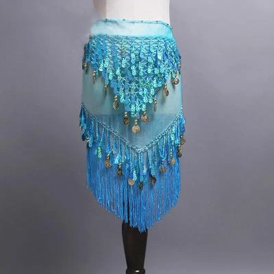 Turquoise Новое поступление, одежда для танца живота, аксессуары-кисточки, обертывание, эластичная сетчатая основа, женские ремни для танца живота, бахрома, набедренный шарф - Цвет: Turquoise