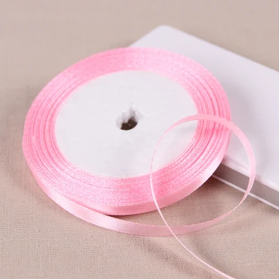Pink 25 ярдов 6 9 12 15 19 25 38 мм цвета атласные ленты для упаковки подарков DIY рождественские подарки вечерние украшения на свадьбу День рождения - Цвет: Pink