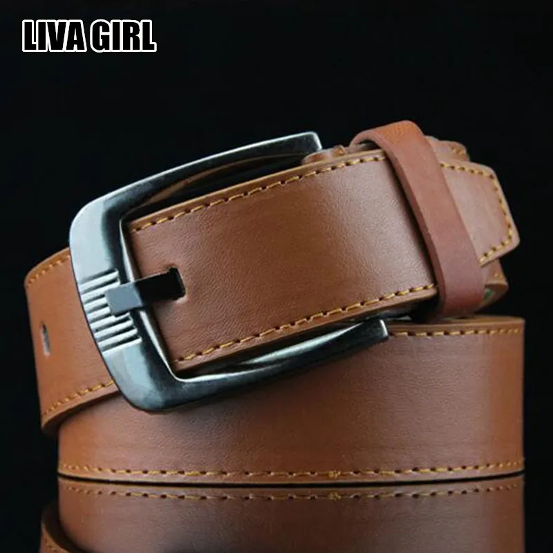 Liva Girl Новые популярные мужские деловые однотонные ремни из искусственной кожи с