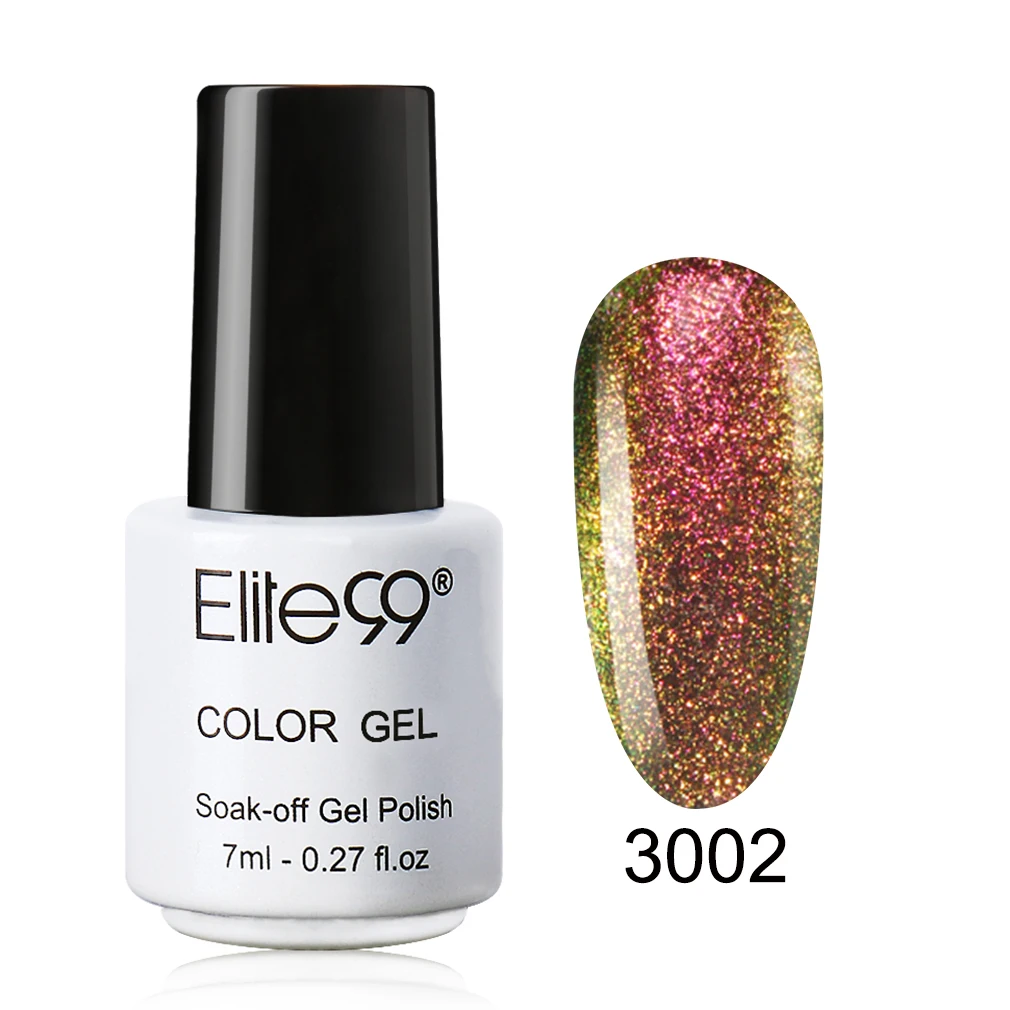 3002 Elite99 7 мл Гель-лак Хамелеон Bling color Nail Art Полупостоянный Гель-лак праймер ногтей Маникюр УФ лампа Гель-лак для ногтей - Цвет: 3002