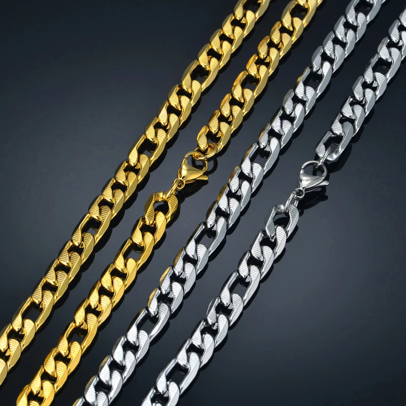 Кубинское ожерелье из золотых цепей для мужчин тиснение 9 мм винтажные мужские