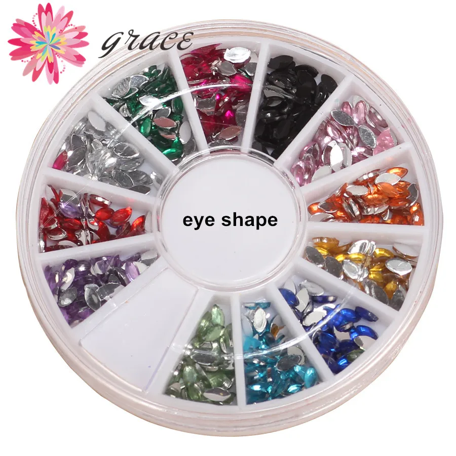 2 колеса/лот Акриловые Стразы для ногтей с плоской задней стороной без горячей