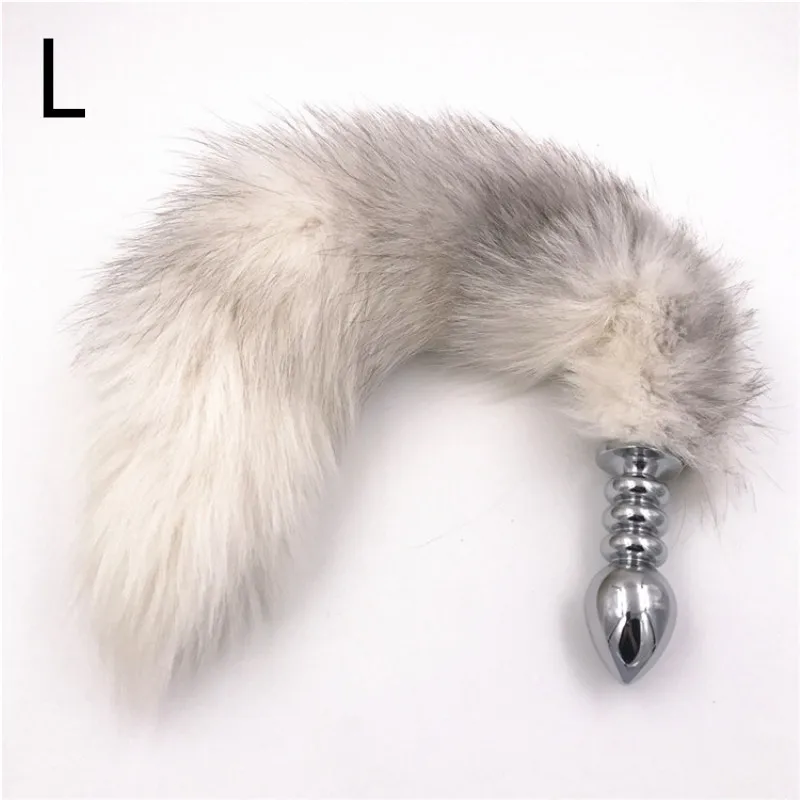 Анальная пробка с хвостом из нержавеющей стали 3 размера интимные изделия товары