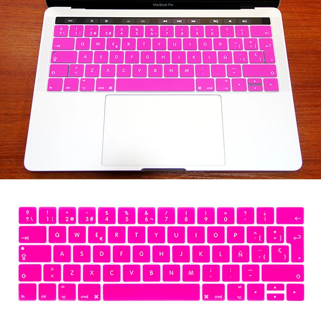 Новая клавиатура чехол для Apple MacBook Pro retina 13 1" с Touch ID и Touch Bar макет ЕС испанский градиент силиконовая кожа - Цвет: Фиолетовый